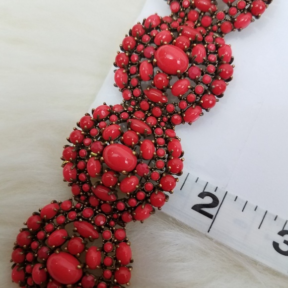 Stella & Dot Pink Bracelet Gold Tone Cuff Chunky - Picture 8 of 8